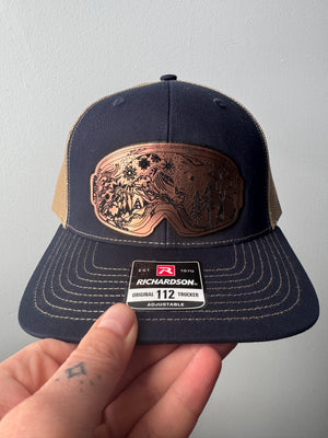 Googles Copper acrylic patch trucker hat