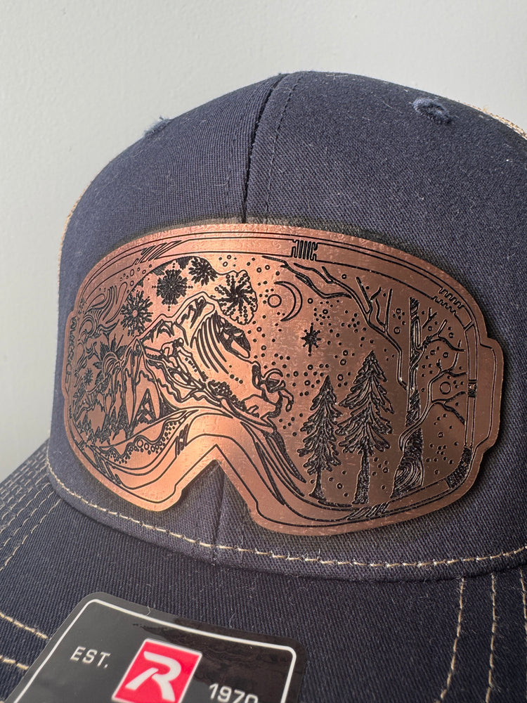 Googles Copper acrylic patch trucker hat