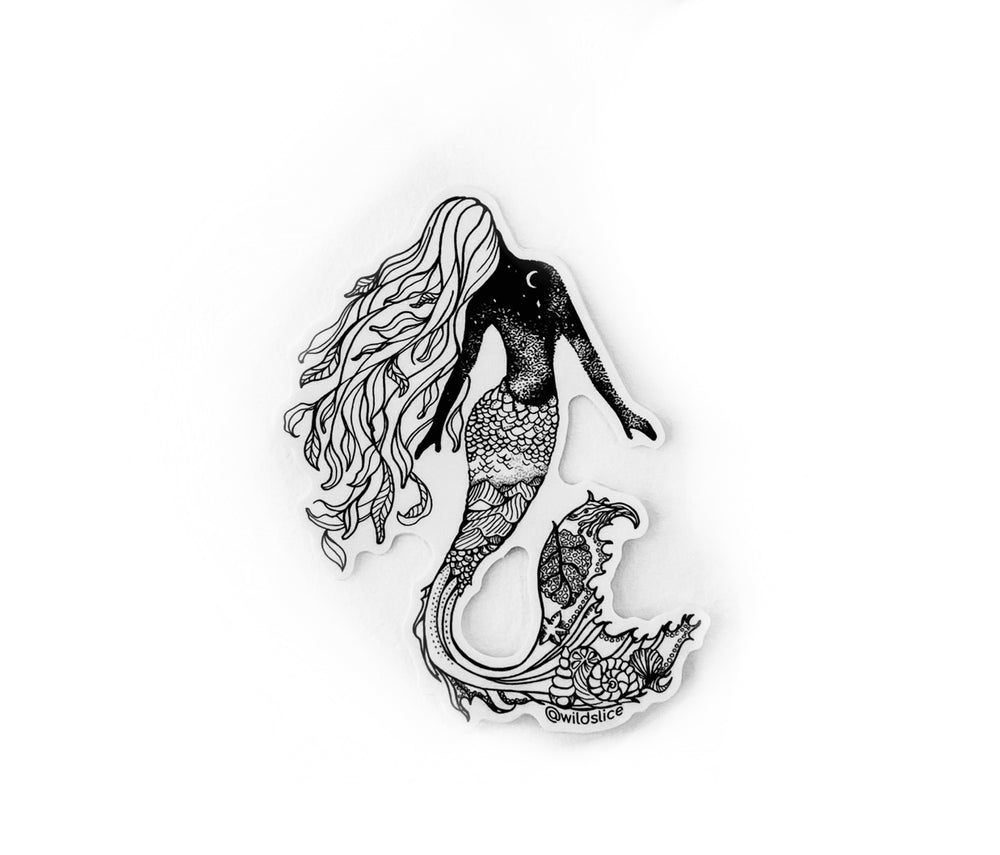 Mermaid 4” sticker B&W or Colorized