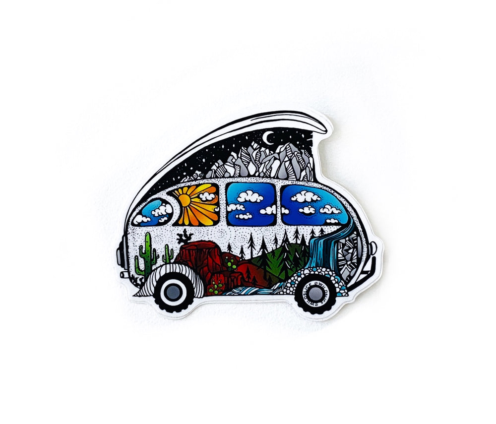 
            
                Load image into Gallery viewer, Adventure Van Color version stickers
            
        