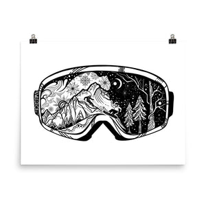 ski goggles drawing Ski/Snowboard Goggles Poster – WildSlice
