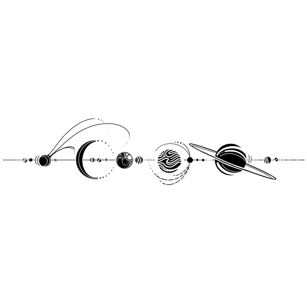 On the subject of space tattoos, my first ink of all major celestial bodies  in our solar system. Designed by me in google drawings lol. : r/Astronomy