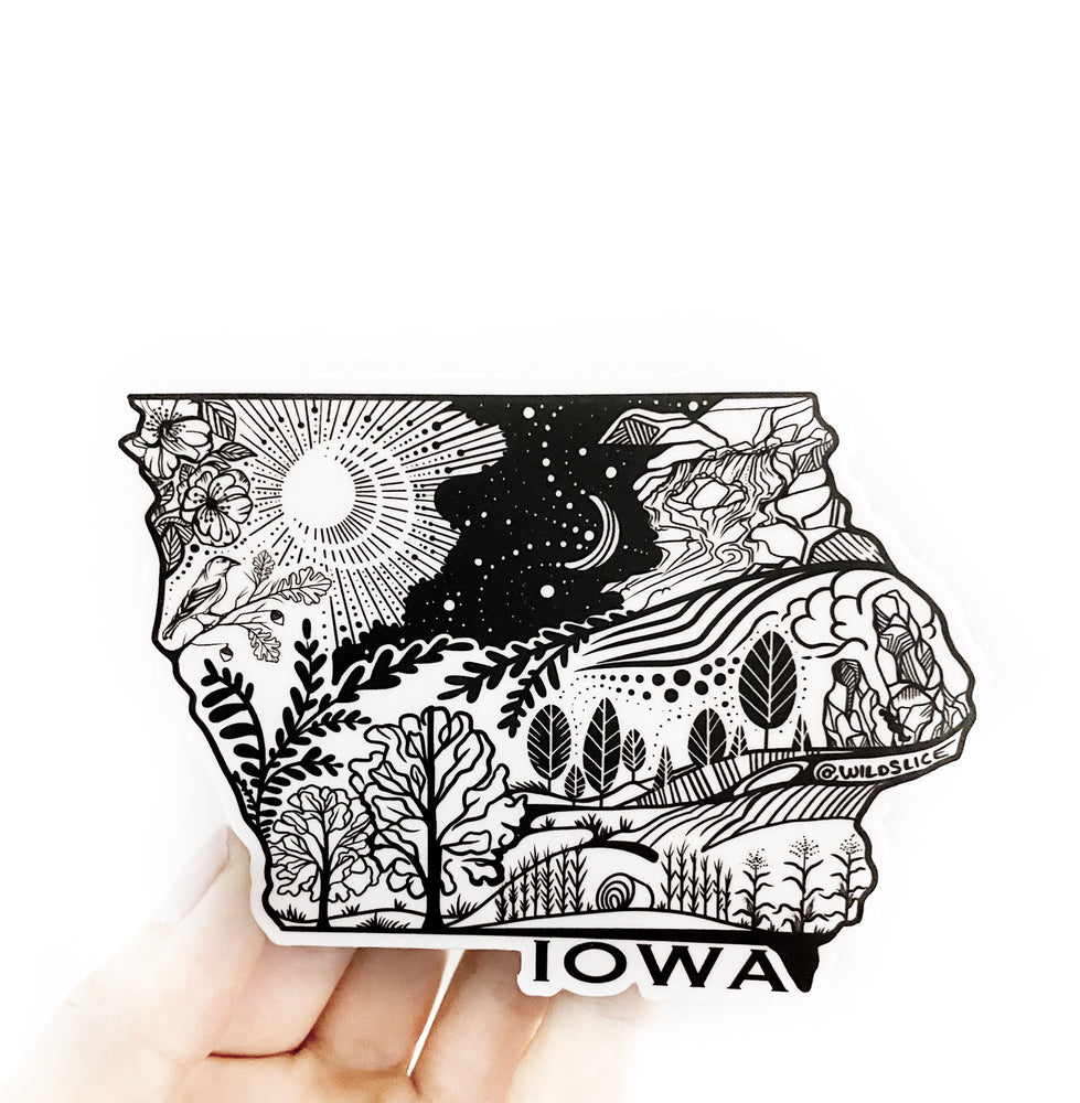 
            
                Load image into Gallery viewer, Iowa State Sticker  4&amp;quot; Weatherproof and durable,  Outdoor sticker, Travel sticker, Wanderlust, Moon , Trees
            
        