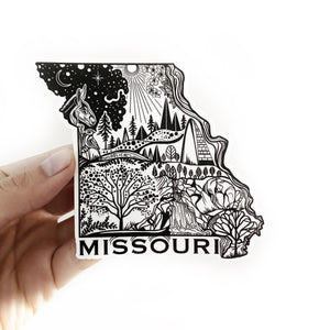 Missouri State Sticker  4" Weatherproof and durable,  Outdoor sticker, Travel sticker, Wanderlust, Moon , Trees