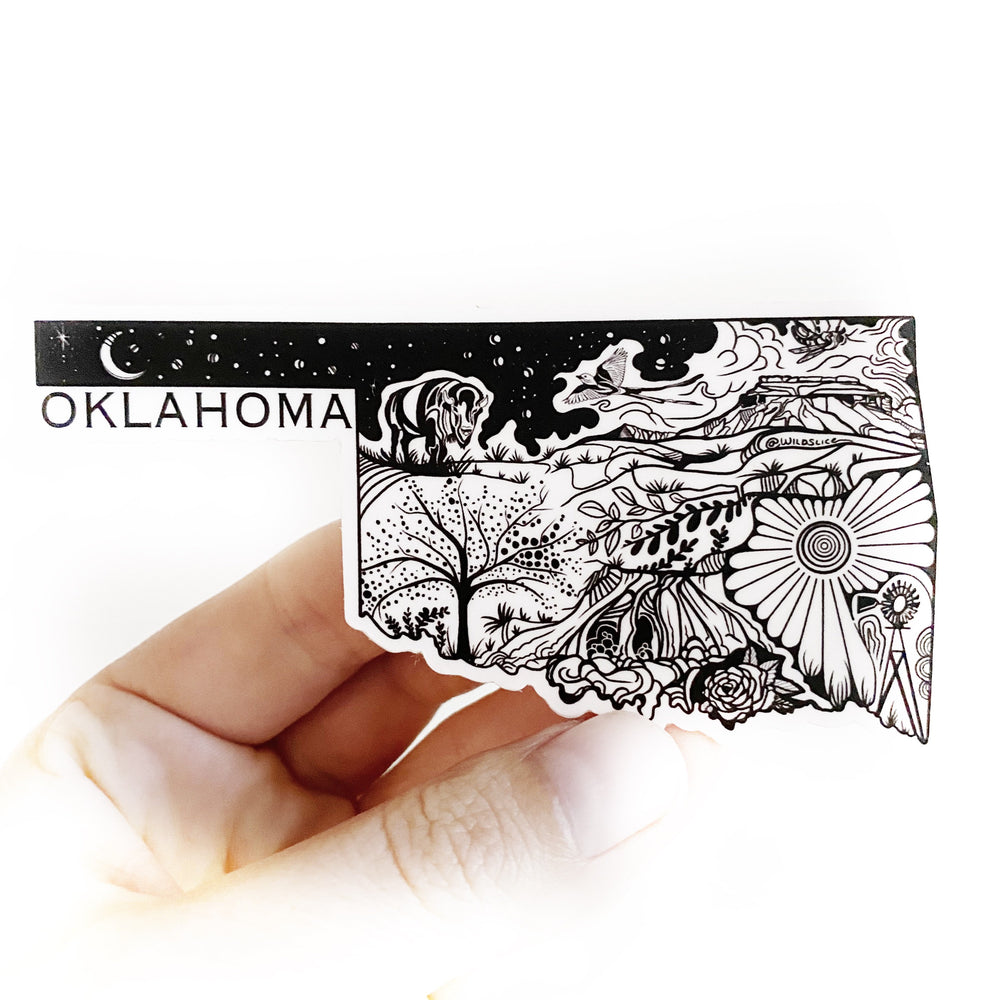Oklahoma State Sticker  4" Weatherproof and durable,  Outdoor sticker, Travel sticker, Wanderlust, Moon , Trees